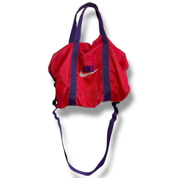 Vintage Nike Women's Athletic Duffle Bag 80s RARE Nylon Embroidered Swoosh - Picture 2 of 12